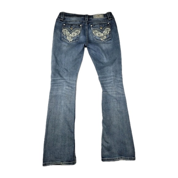 Miss Me Jeans Womens Size 30 Mid Rise Boot Embroidered Sequined Blue Denim Pants - Picture 3 of 13